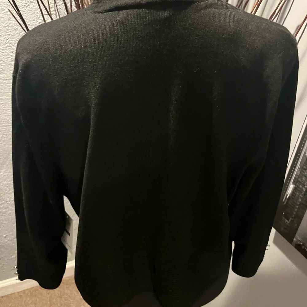 🍒NWT 89TH & MADISON BLACK BLACK 3/4 SLEEVE CARDIGAN SWEATER SIZE LARGE🍒